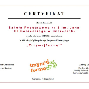 Podziękowania i certyfikaty